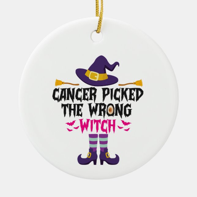 Cancern fick fel Witch, den konstiga halloween-gif Julgransprydnad Keramik (Framsidan)