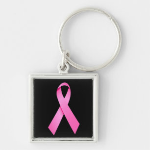 Cancerns Rosa - Premium-nyckelkedja i menyfliksomr Fyrkantig Silverfärgad Nyckelring