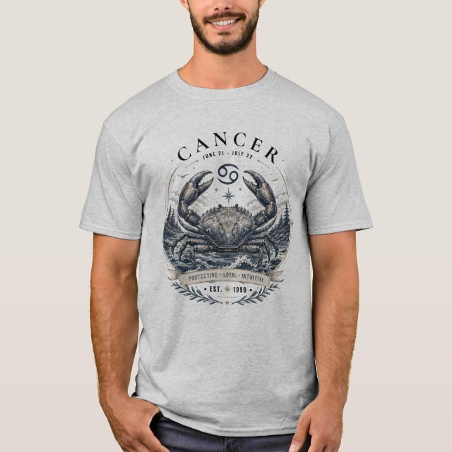 Cancerns stjärntecken kräftans t-shirt för män (Framsida)