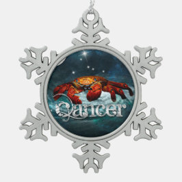 Cancerorange Snöflinga Pewter Julgransprydnad