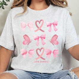 Canceröverlevande rosa ribbon T-Shirt, Coquette Ca T Shirt