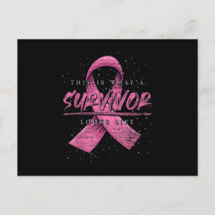 Canceröverlevare Rosa Ribbon Breast Cancer Awarene Meddelande Vykort