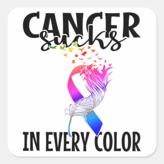 Cancersuger i varje Färg, ökad medvetenhet Fyrkantigt Klistermärke