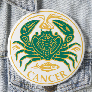 Cancertecken på zodiac på en knapp