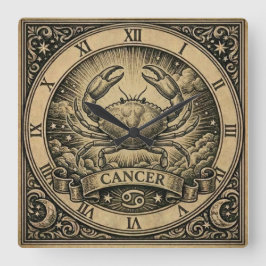 Cancervintage Zodiakväggur Fyrkantig Klocka