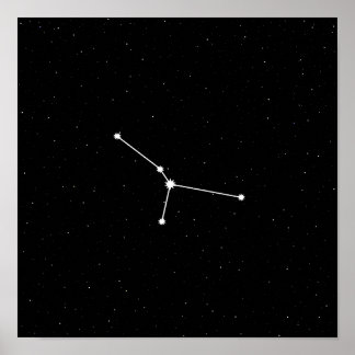 Cancerzodiac Constellation Modern Black & White Poster