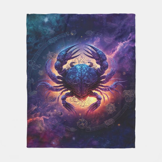 Cancerzodiac - tecken vattenfärgsdesign fleecefilt (Framsidan)