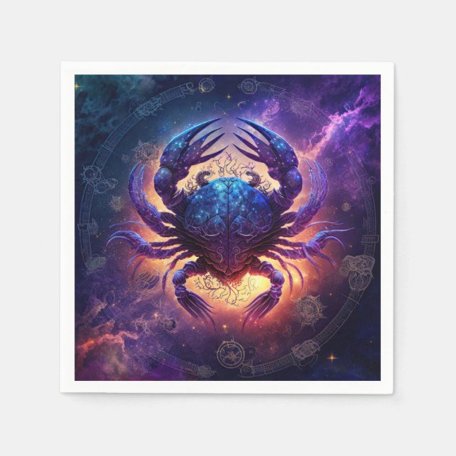 Cancerzodiac - tecken vattenfärgsdesign pappersservett (Framsidan)