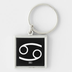 CANCERZodiac undertecknar Keychain Fyrkantig Silverfärgad Nyckelring