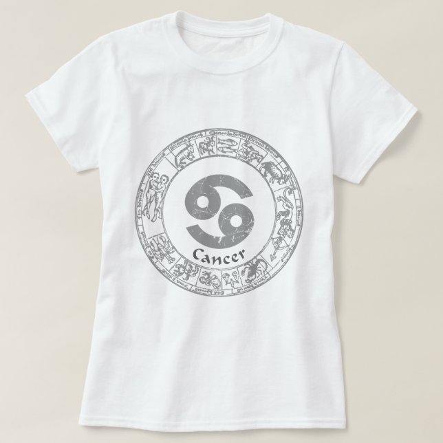 CancerZodiac undertecknar vintage Tee Shirt (Design framsida)