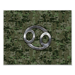 CancerZodiacsymbol på skogsmarken Digital Camo Fototryck