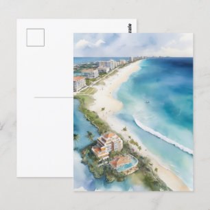 Cancun akvarell konst vykort