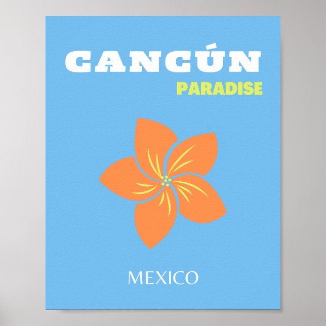 Cancun Art, Tropical Art, Travel Art, Preppy, Blue Poster (Framsidan)