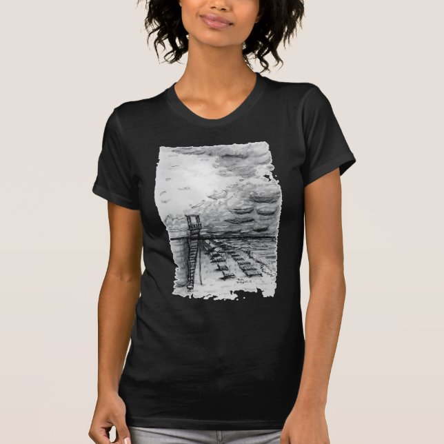 Cancun Beach cloudy black and white T Shirt (Framsida)