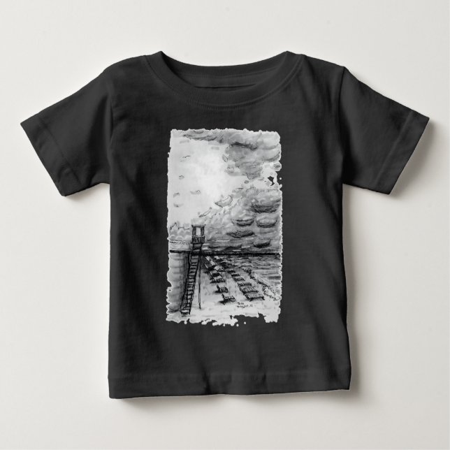 Cancun Beach cloudy black and white T Shirt (Framsida)