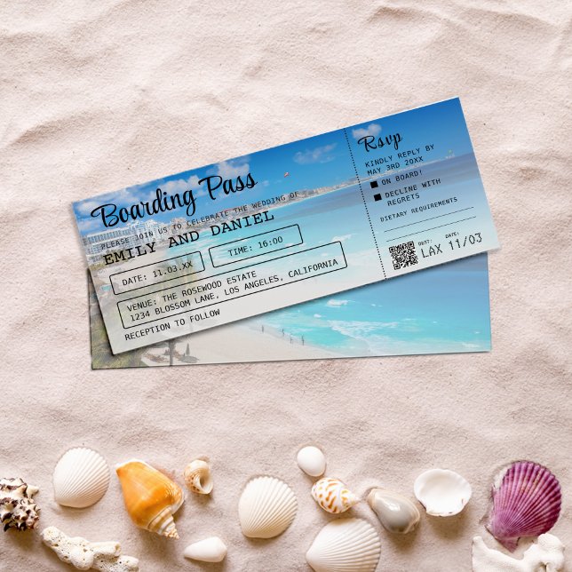 Cancun Beach Destinationsboardingpass Bröllop Inbjudningar (Skapare uppladdad)
