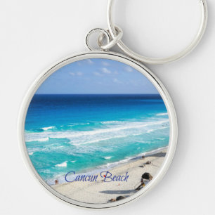 Cancun Beach, Mexiko Rund Silverfärgad Nyckelring