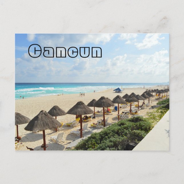 Cancun Beach Oceanfront Vinkar Tourist Vykort (Framsida)