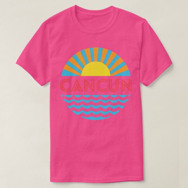 Cancun Beach Sol och Vågar T Shirt (Design framsida)