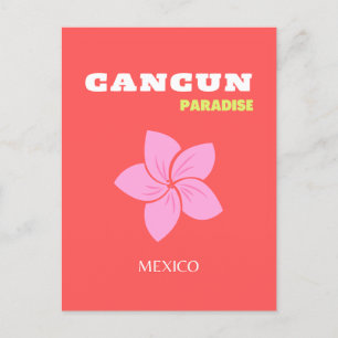 Cancun, Cancun Travel Art, Preppy, Rosa, Red Helg Vykort