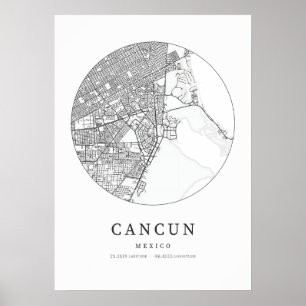 Cancun Cartography Karta Poster