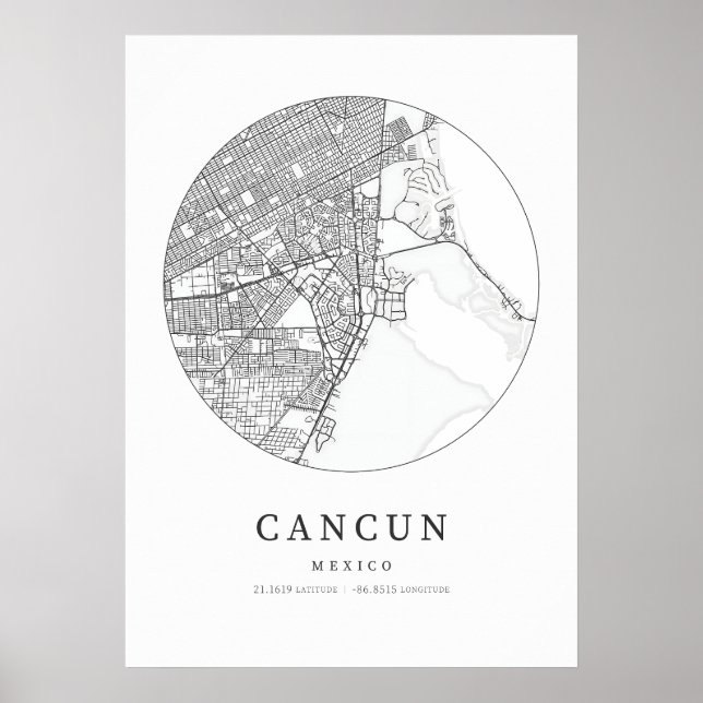 Cancun Cartography Karta Poster (Framsidan)