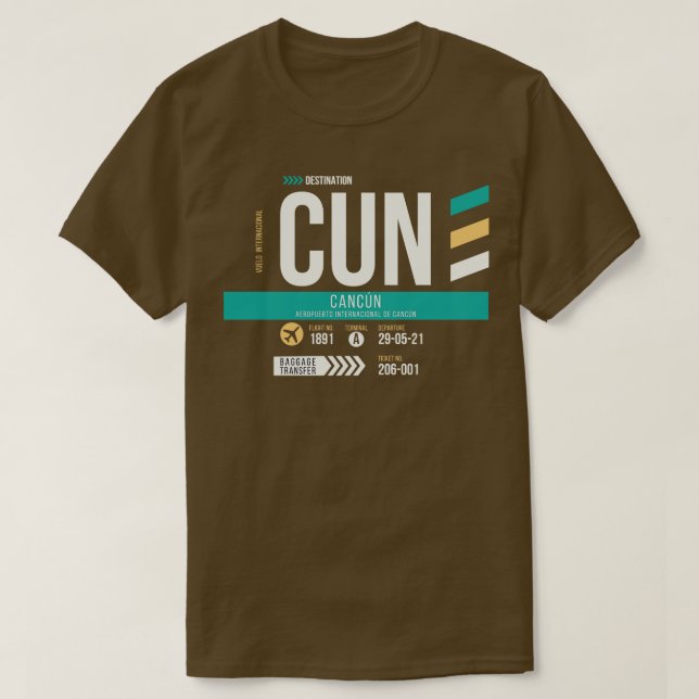 Cancun CUN Airport Code Baggage Märkre T Shirt (Design framsida)