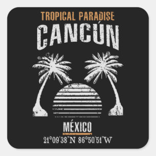 Cancún Fyrkantigt Klistermärke