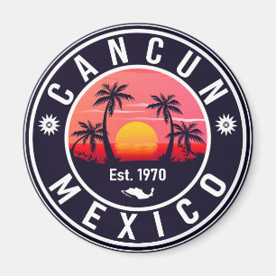 Cancun Handflatan Träd Retro 80-talet, mexikanska Magnet