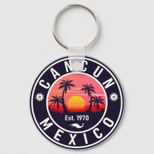 Cancun Handflatan Träd Retro 80-talet, mexikanska Nyckelring