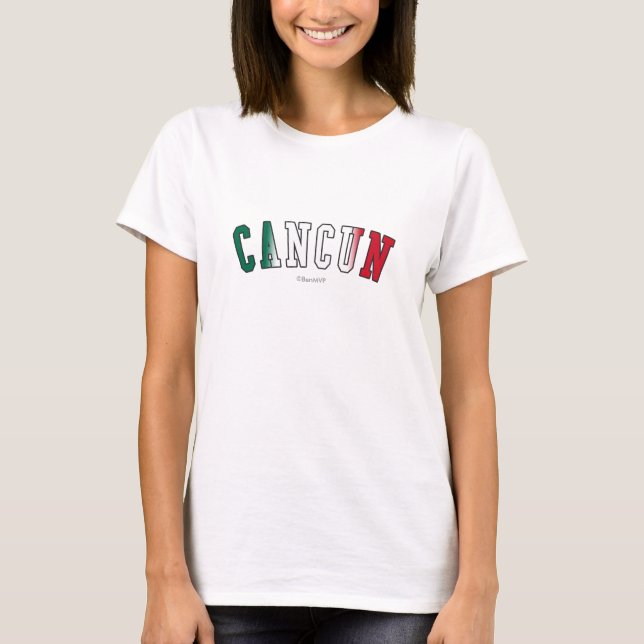 Cancun i färger för Mexico medborgareflagga Tee Shirt (Framsida)