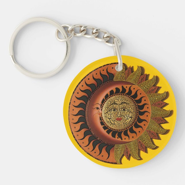 Cancun Mayan Måne och Sol Keychain (Framsidan)