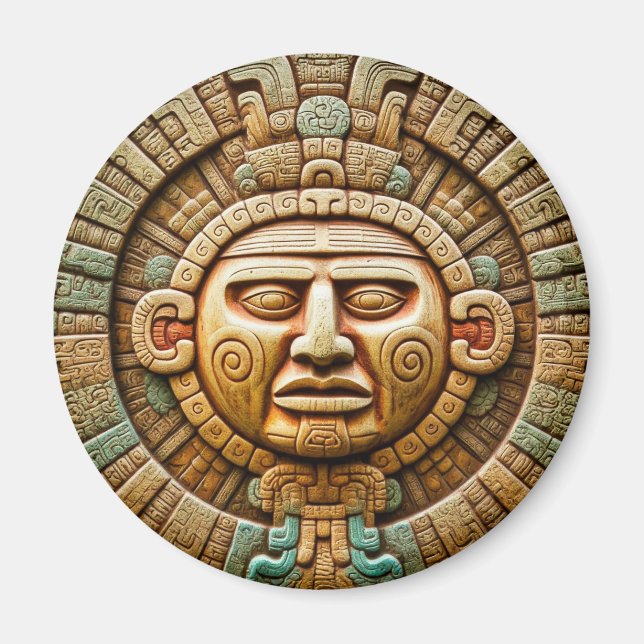 Cancun Mayan Sol God Mexico Travel Magnet (Framsidan)