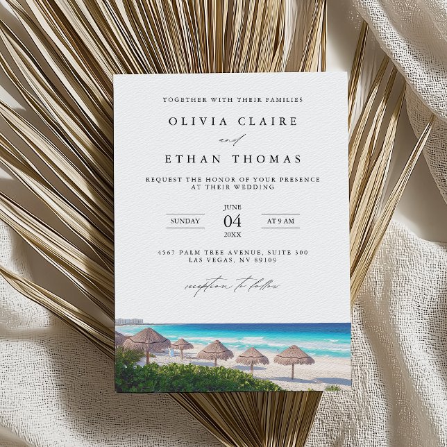 Cancun Mexico Beach Destination Wedding Inbjudningar (Skapare uppladdad)
