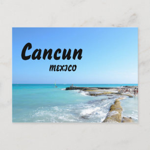 Cancun Mexico Beach Resort Clear Ocean Vatten Vykort