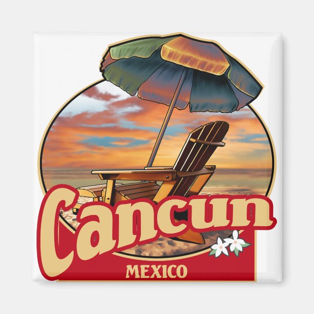 Cancun Mexico Beach Scene Design Magnet (Framsidan)