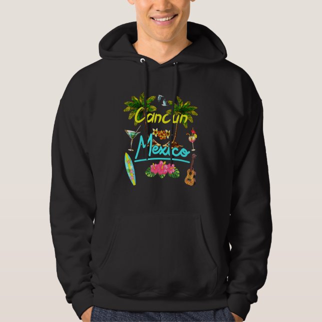 Cancun Mexico Beach Sommaren Handflatan Surfa Sol  Hoodie (Framsida)