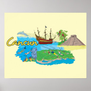 Cancun, Mexico Berömd City Poster
