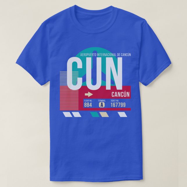 Cancun Mexico CUN Airport Code Baggage Märkre T Shirt (Design framsida)