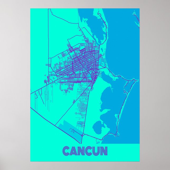 Cancun - Mexico Galaxy City Karta Poster (Framsidan)