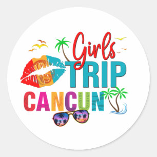 Cancun Mexico Girls Resa Colorful Vacations Runt Klistermärke