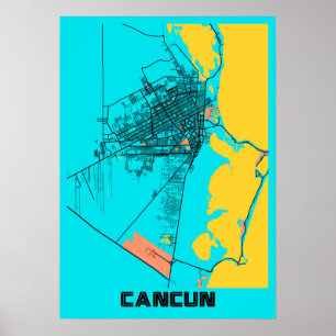 Cancun - Mexico Gloria City Karta Poster