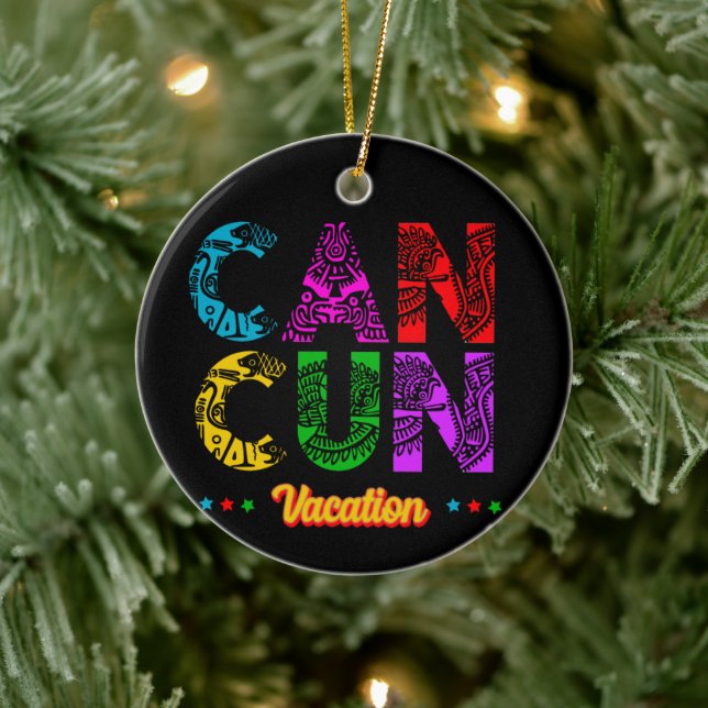 Cancun Mexico Group Vacation Äventyr  Julgransprydnad Keramik (Träd)