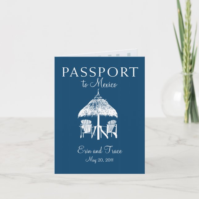 Cancun Mexico Passport Wedding bjudande Inbjudan (Framsida)