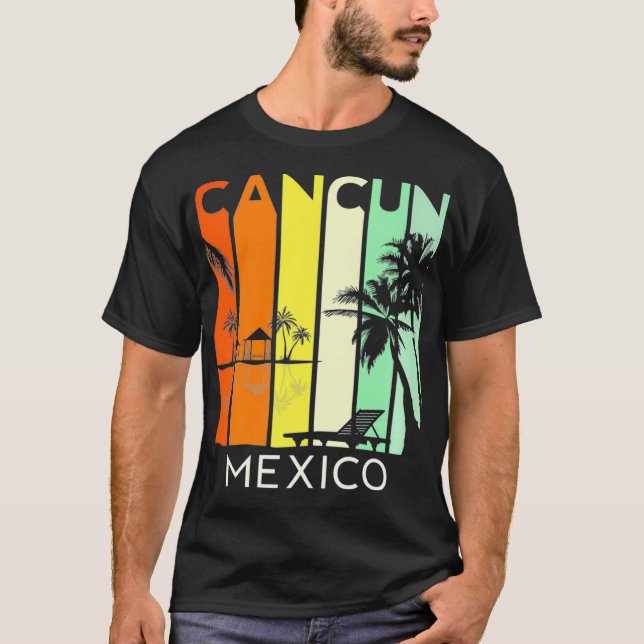 Cancun Mexico Retro Mexican Vacation Sommar Resa 2 T Shirt (Framsida)