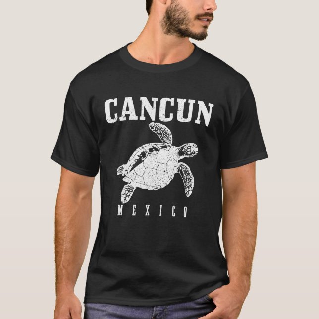 Cancun Mexico Sea Turtle Beach Dyka Diver T Shirt (Framsida)