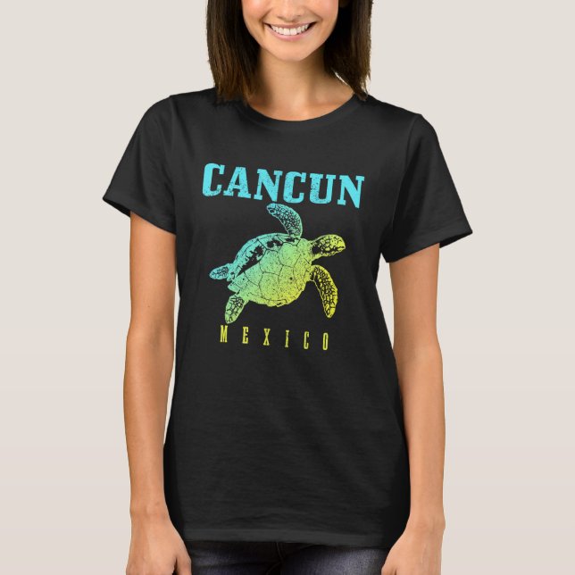 Cancun Mexico Sea Turtle Beach Scuba Diving Diver  T Shirt (Framsida)