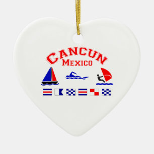 Cancun Mexico signalerar flaggor Julgransprydnad Keramik