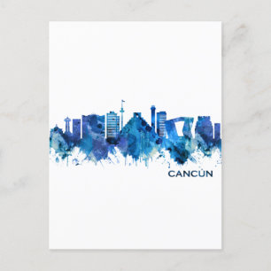 Cancun Mexico Skyline Blue Helg Vykort