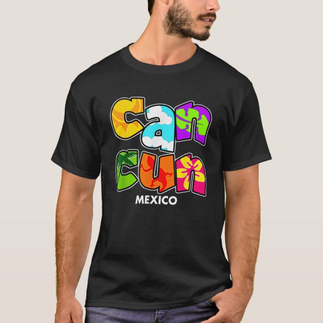 Cancun Mexico Souvenir Gift Spring Break Summer Va T Shirt (Framsida)
